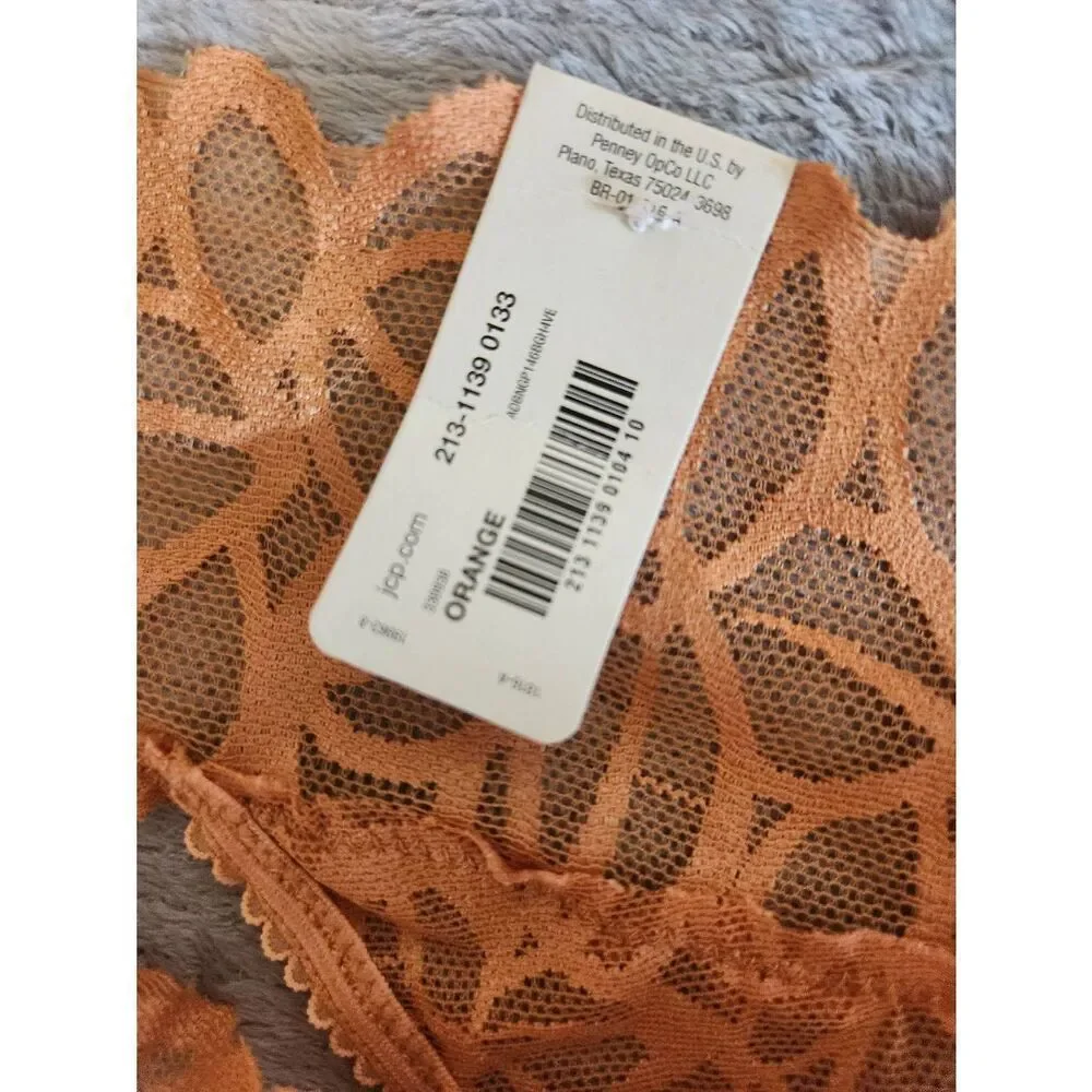 NWT NEW Arizona size XXL Orange Lace Panty